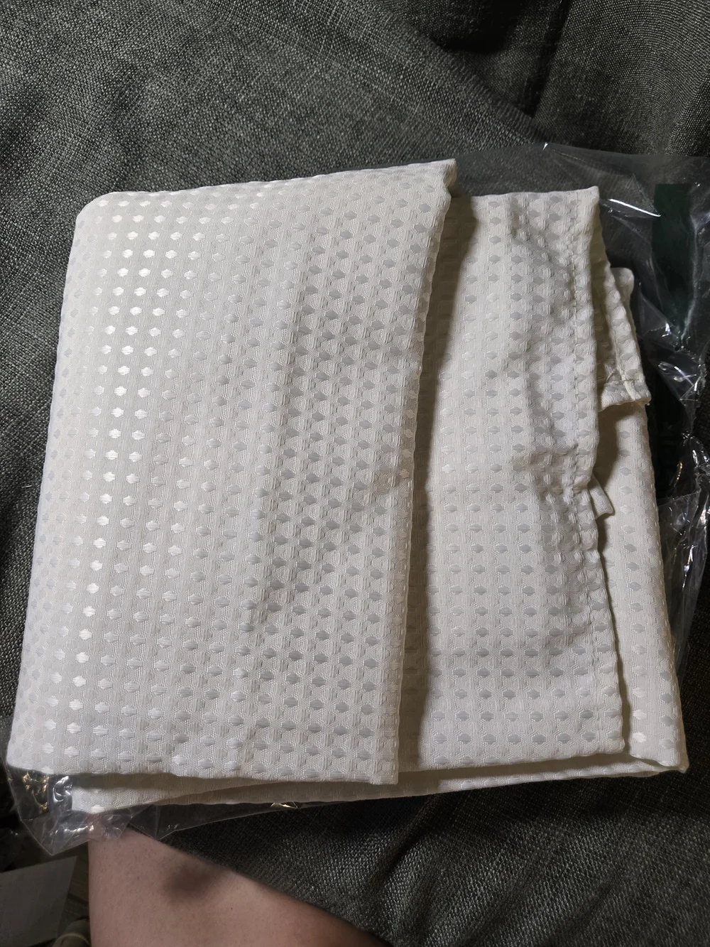 Fabric Waffle Shower Curtain 72x72in Bathroom Curtain Cream